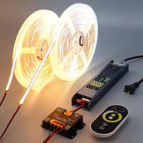 BENLUN 24V COB LED strip kit laid out for planning and setup