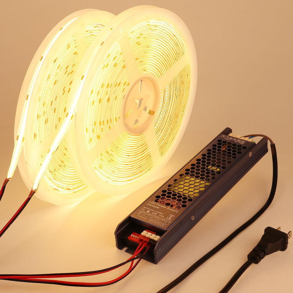 BENLUN 24V COB LED strip outdoor installation in garden for ambient lighting.