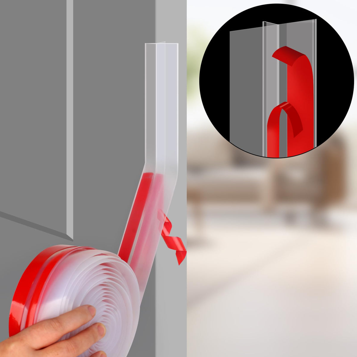 Benory T-Shaped seal installation steps close-up demonstrating peel and stick method