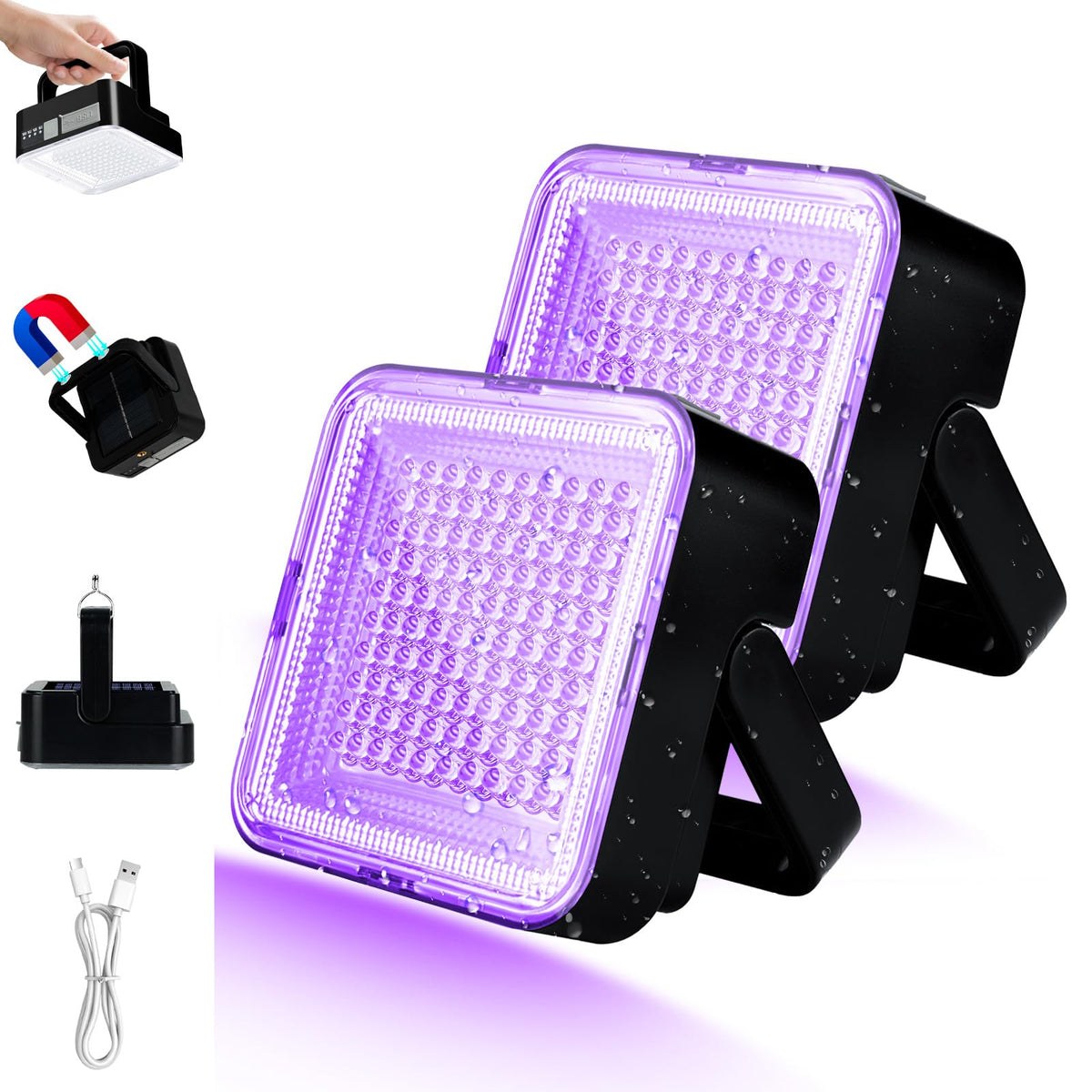 Benss 2-pack rechargeable blacklight highlights hidden pet urine stains for easy cleaning.