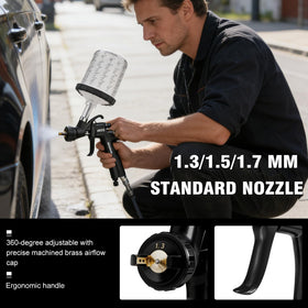 BENTOHKLE A610 nozzle options 1.3/1.5/1.7mm for automotive and furniture coatings.