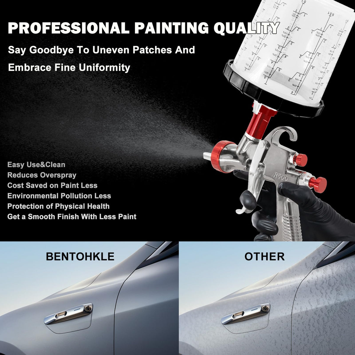 Bentohkle R500 2.0mm nozzle for thicker automotive finishes.