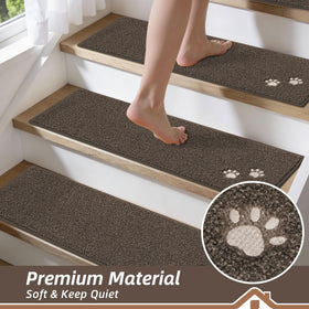 BEQHAUSE embroidered dog footprint adds decorative, durable style to stairs.