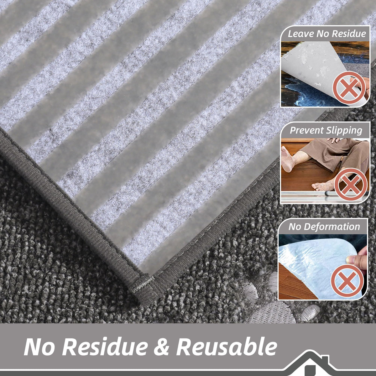 BEQHAUSE stair treads Charcoal machine washable for easy cleaning