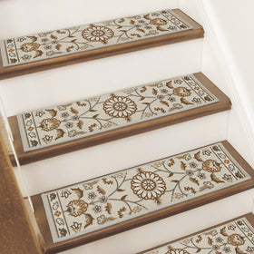 BEQHAUSE stair treads on wooden steps with soft texture for quiet, comfortable steps.