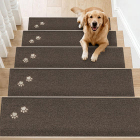 BEQHAUSE stair treads on wooden steps improve safety and reduce noise.