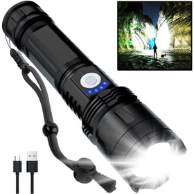 BERCOL rechargeable flashlight front view with bright wide beam for outdoor visibility