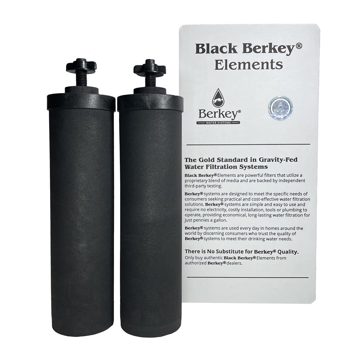 Berkey authentic Black Berkey element two-pack for gravity filtration.
