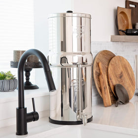 Royal Berkey system on countertop provides clean-tasting water.