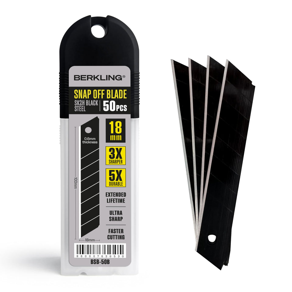Berkling 18mm utility blades edge-sharpness for clean, precise cuts.