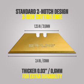 Berkling blade featuring titanium coating for rust resistance and longer edge life.