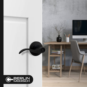 Berlin Modisch dummy lever door handle packaging in black finish for closets