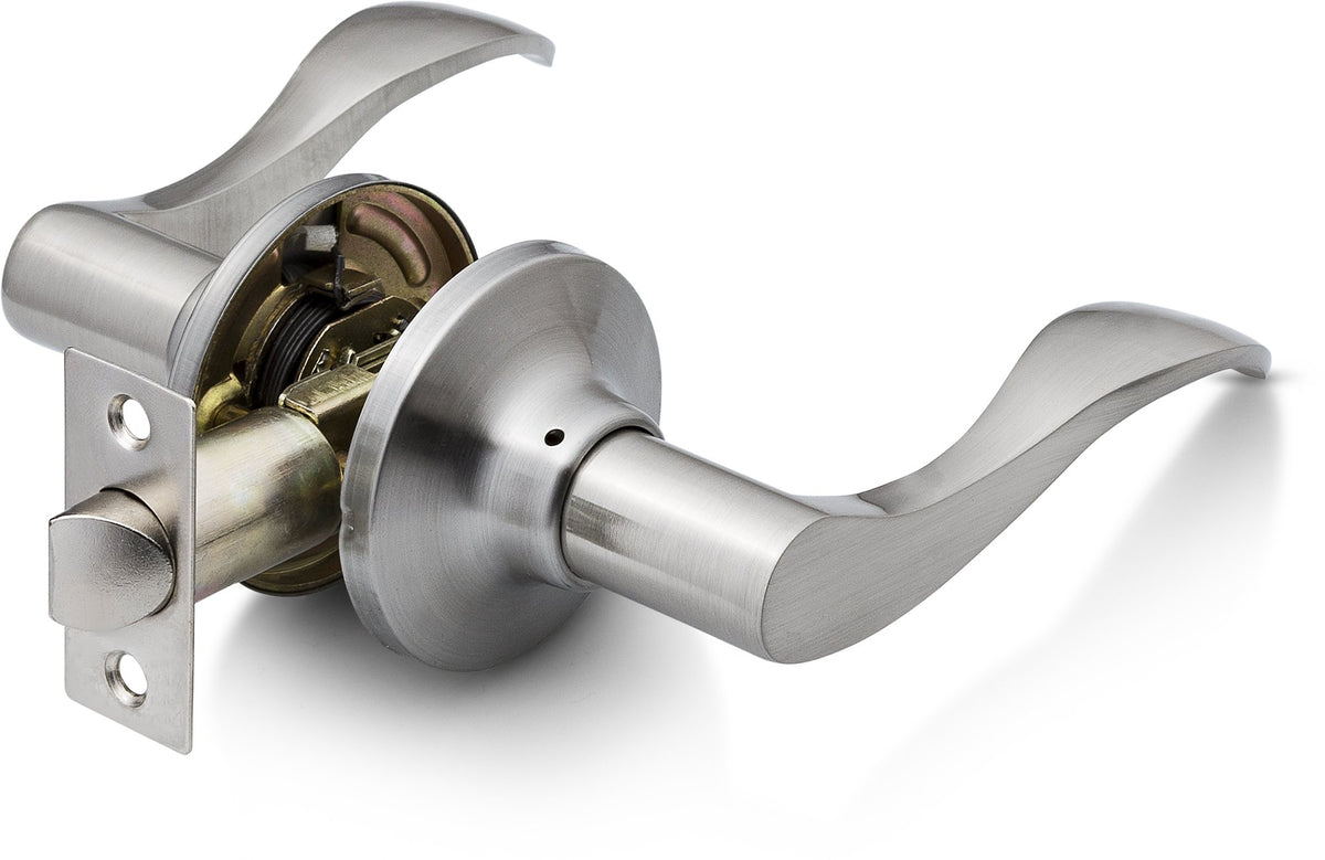Berlin Modisch Passage Lever Handle in satin nickel, front view, ideal for hallways