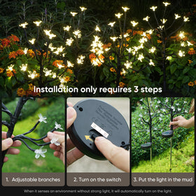 BERNGI solar garden lights cherry blossom shape add whimsical lighting to your yard.