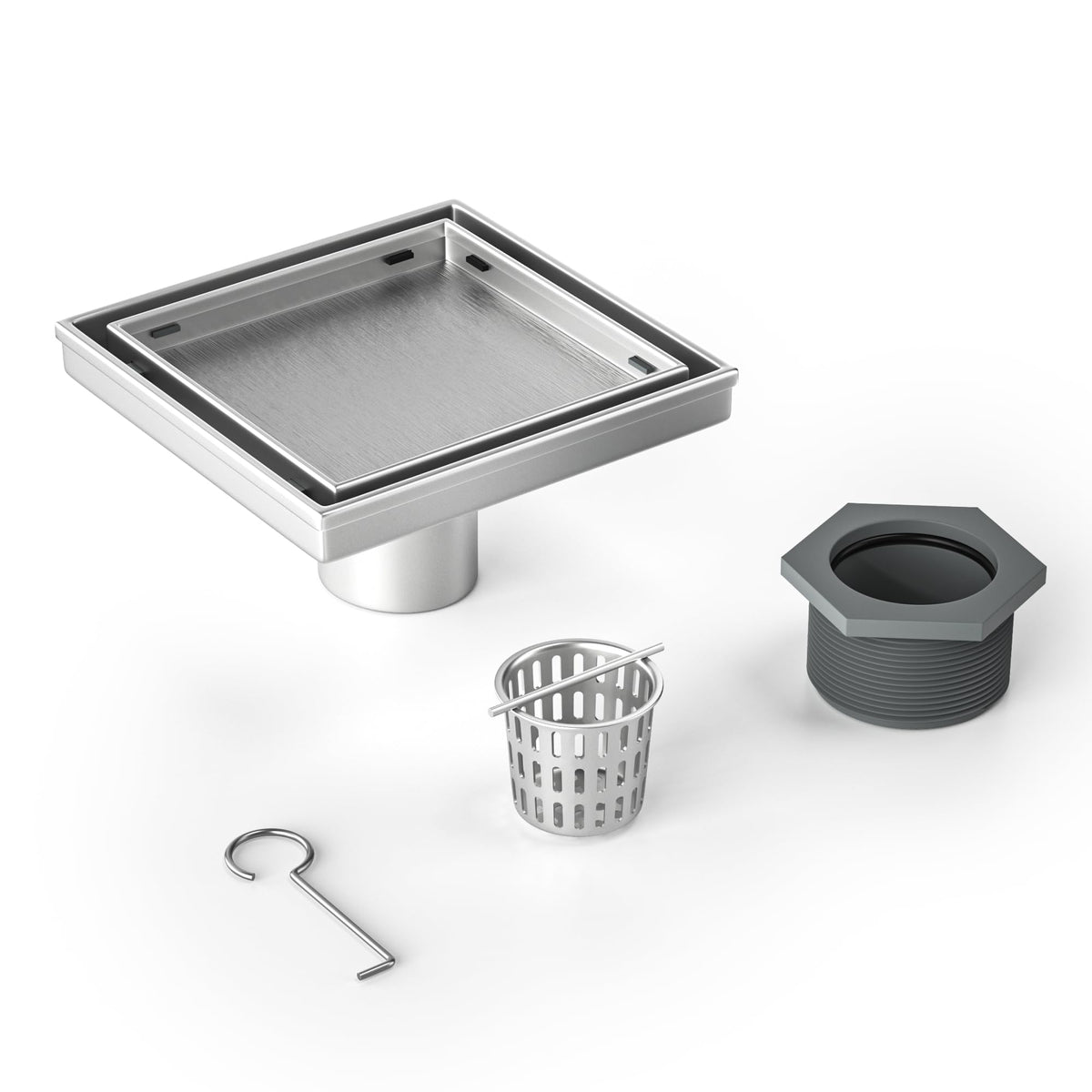 Bernkot drain packaging includes mounting accessories for quick setup.