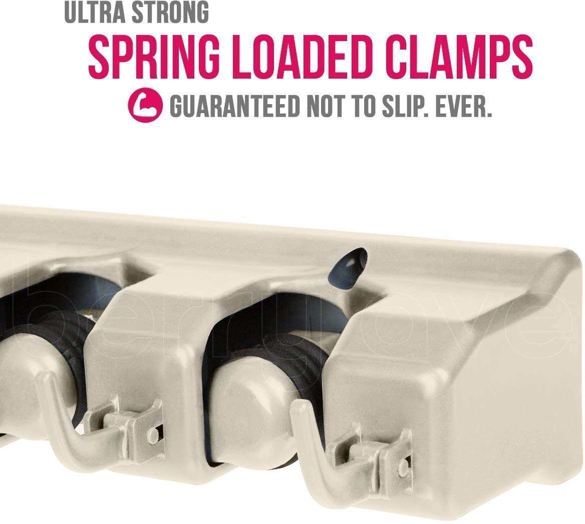 Berry Ave broom organizer installs easily with included hardware for quick setup.
