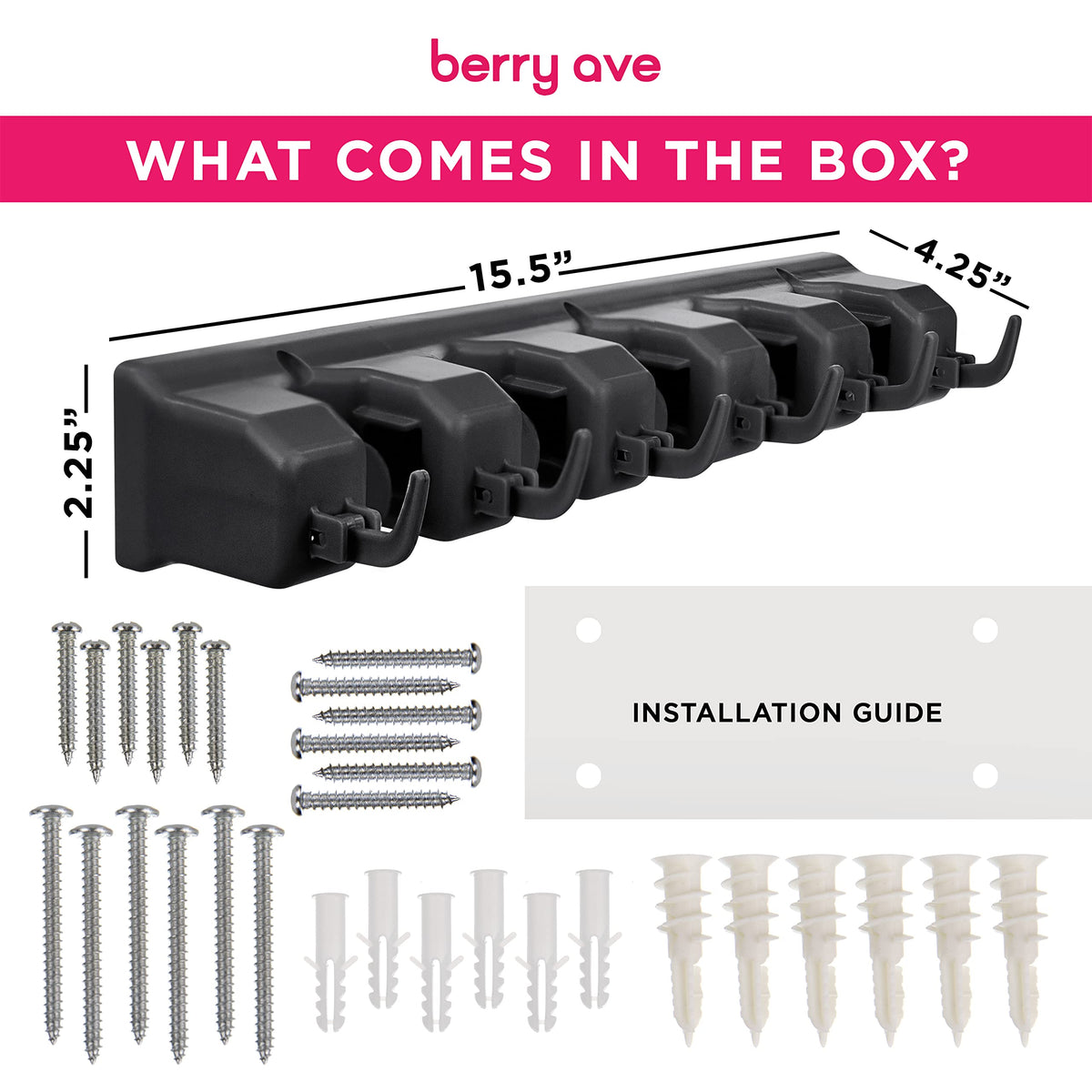 Berry Ave Heavy-duty design supports up to 35 pounds of tools.