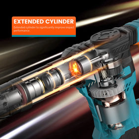 Berserker 1300W ergonomic handle enables versatile angle positioning.