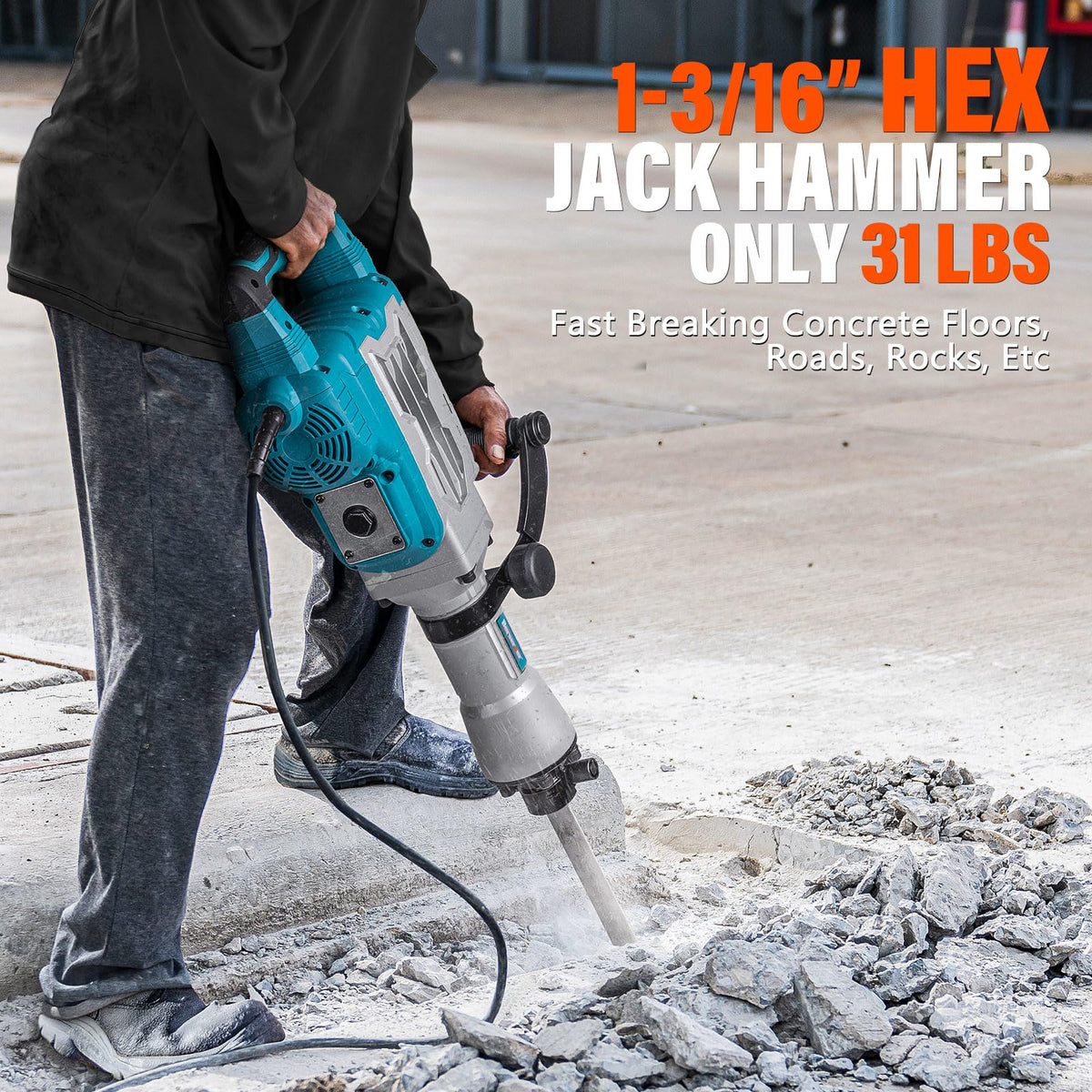 Berserker 1700W anti-vibration technology reduces fatigue during heavy-duty demolition tasks.