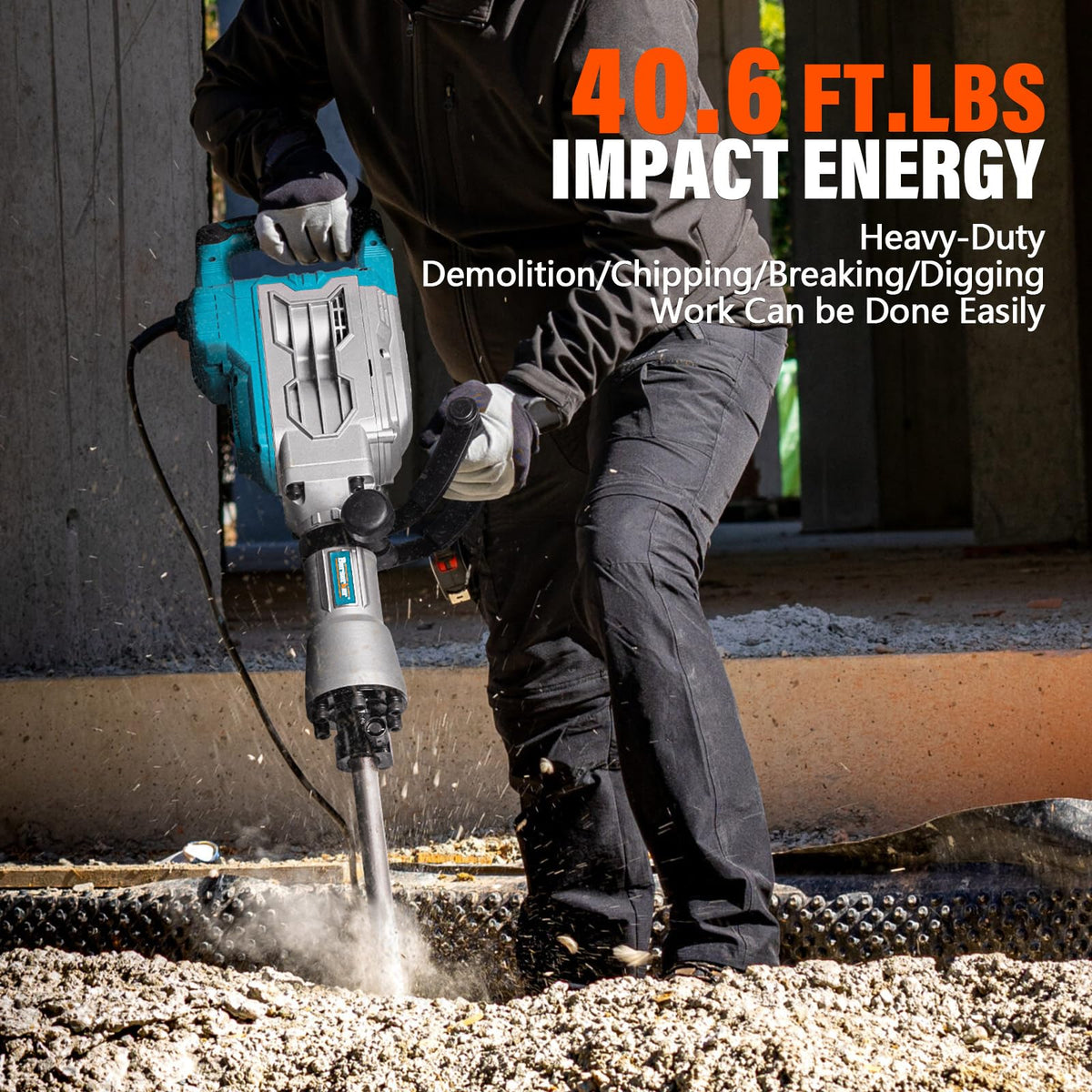 Berserker 1700W ergonomic 360-degree handle supports comfortable two-handed operation.