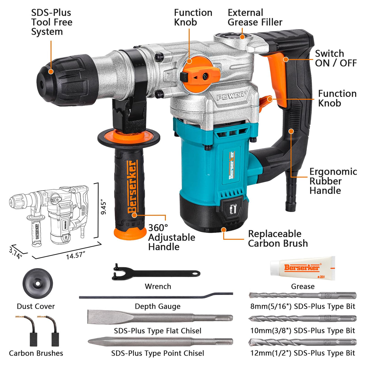 Berserker SDS-Plus bit system enables tool-free changes and quick setup