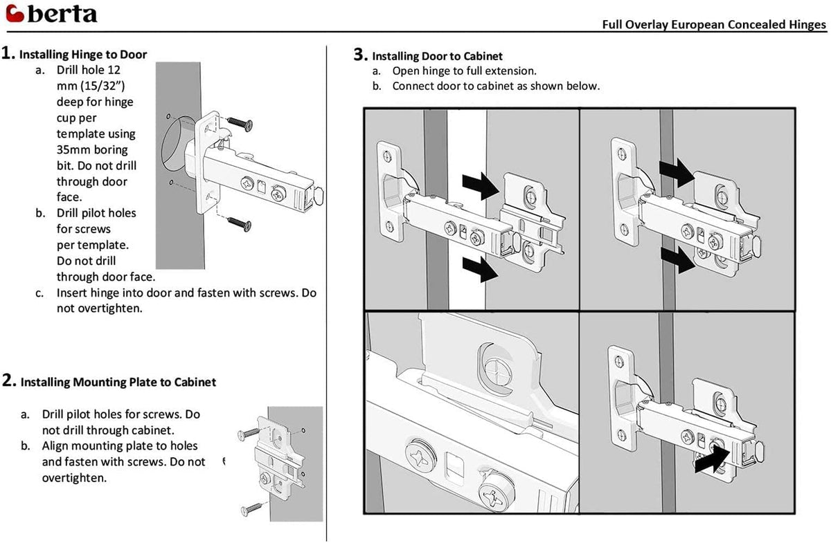 Berta clip-on installation hinges simplify setup for multiple doors.
