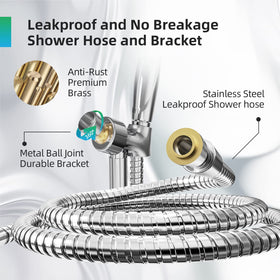BESAQUO adjustable bracket holds the head firmly in any shower angle.