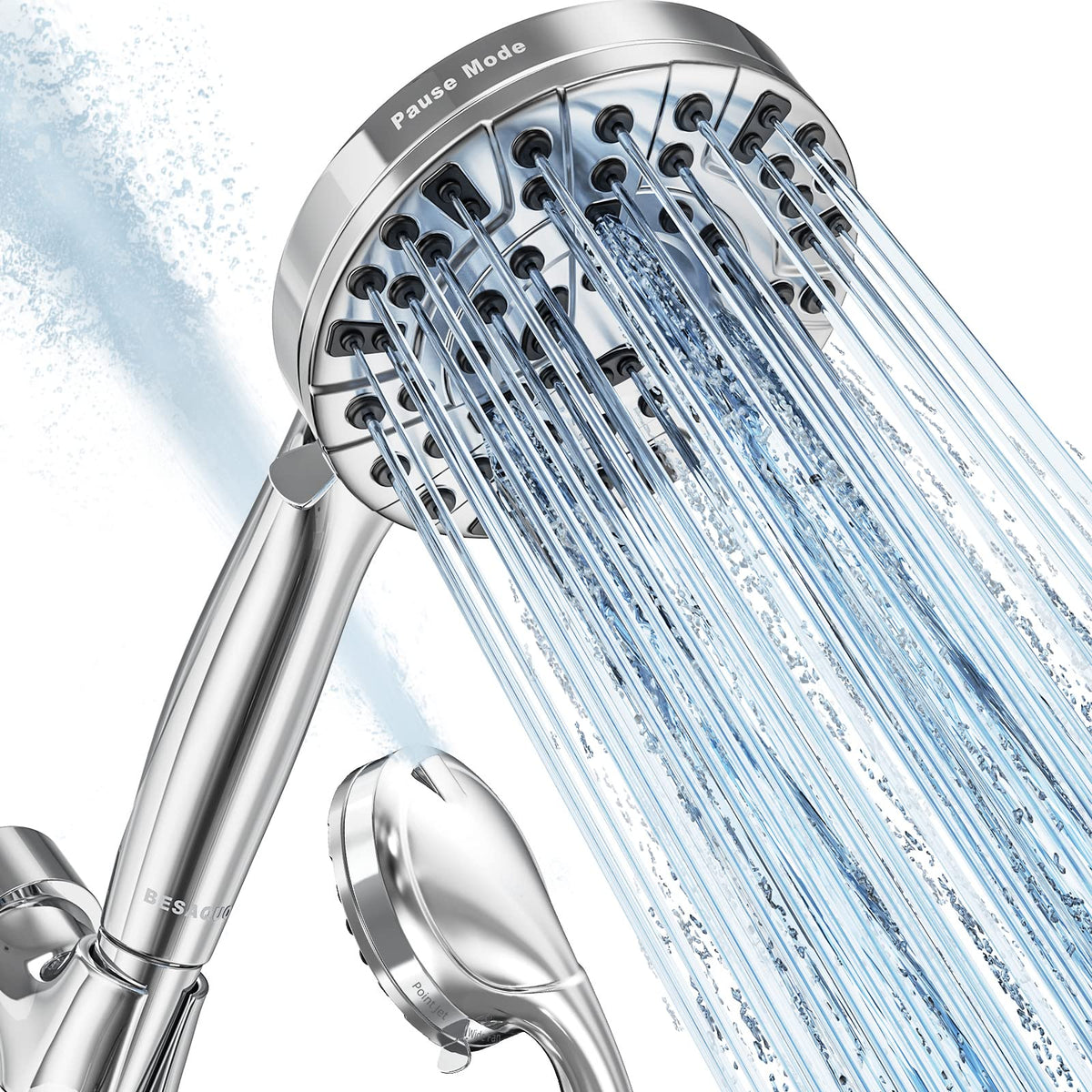 BESAQUO high-pressure shower head with panel design delivers steady water flow for a refreshing rinse.