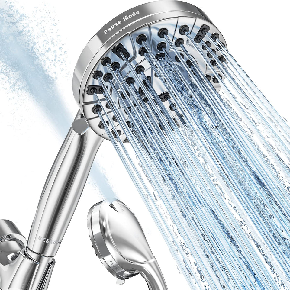 BESAQUO high-pressure shower head with panel design delivers steady water flow for a refreshing rinse.