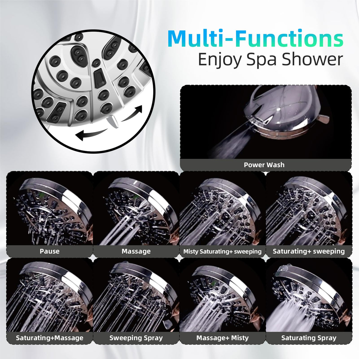 BESAQUO power wash blasts away grime from tubs and fixtures with ease.