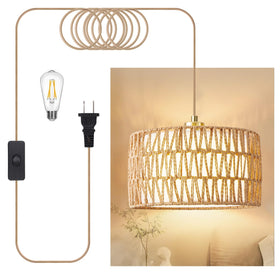 Beser·Win plug-in pendant light with rattan cage for warm ambience