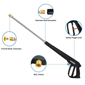 BESHED 37-inch extension wand extends reach for high areas.