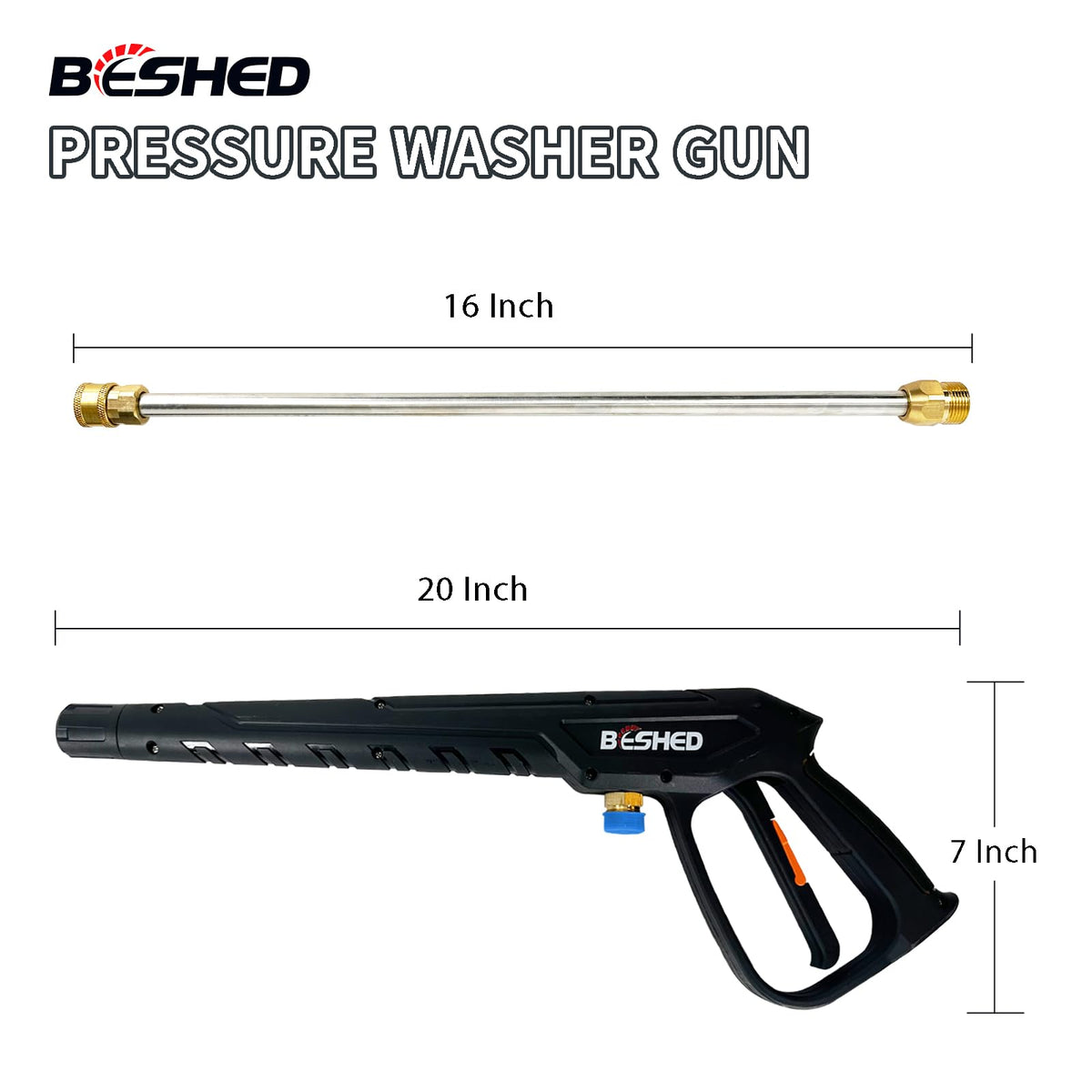 BESHED M22 fitting connects securely to compatible washers.