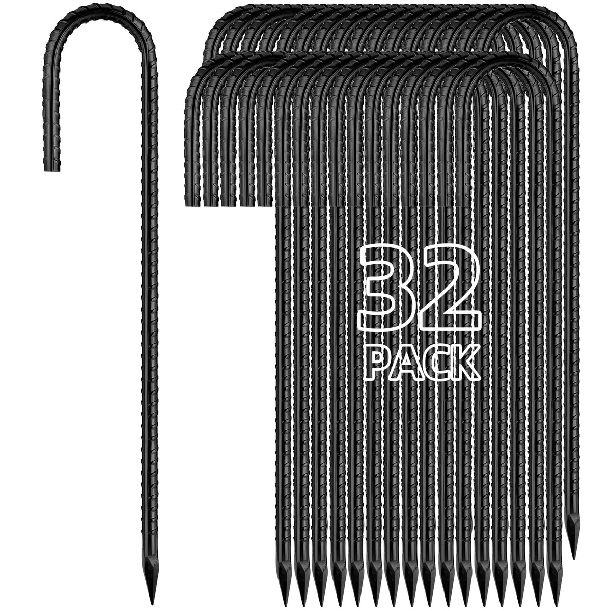 Besitu 12-inch J-hook ground stake securing a fence or canopy with solid grip.