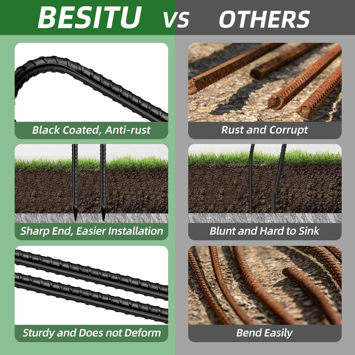 Besitu 32-pack ground stakes ideal for large outdoor projects and events.