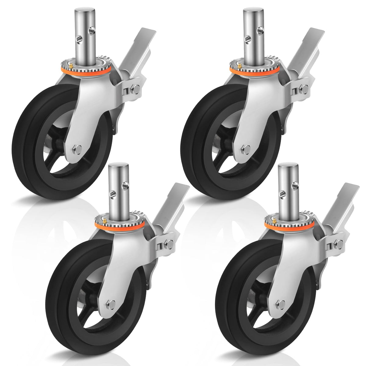 Besitu 8-inch scaffold wheel with round stem for secure locking on urban job sites