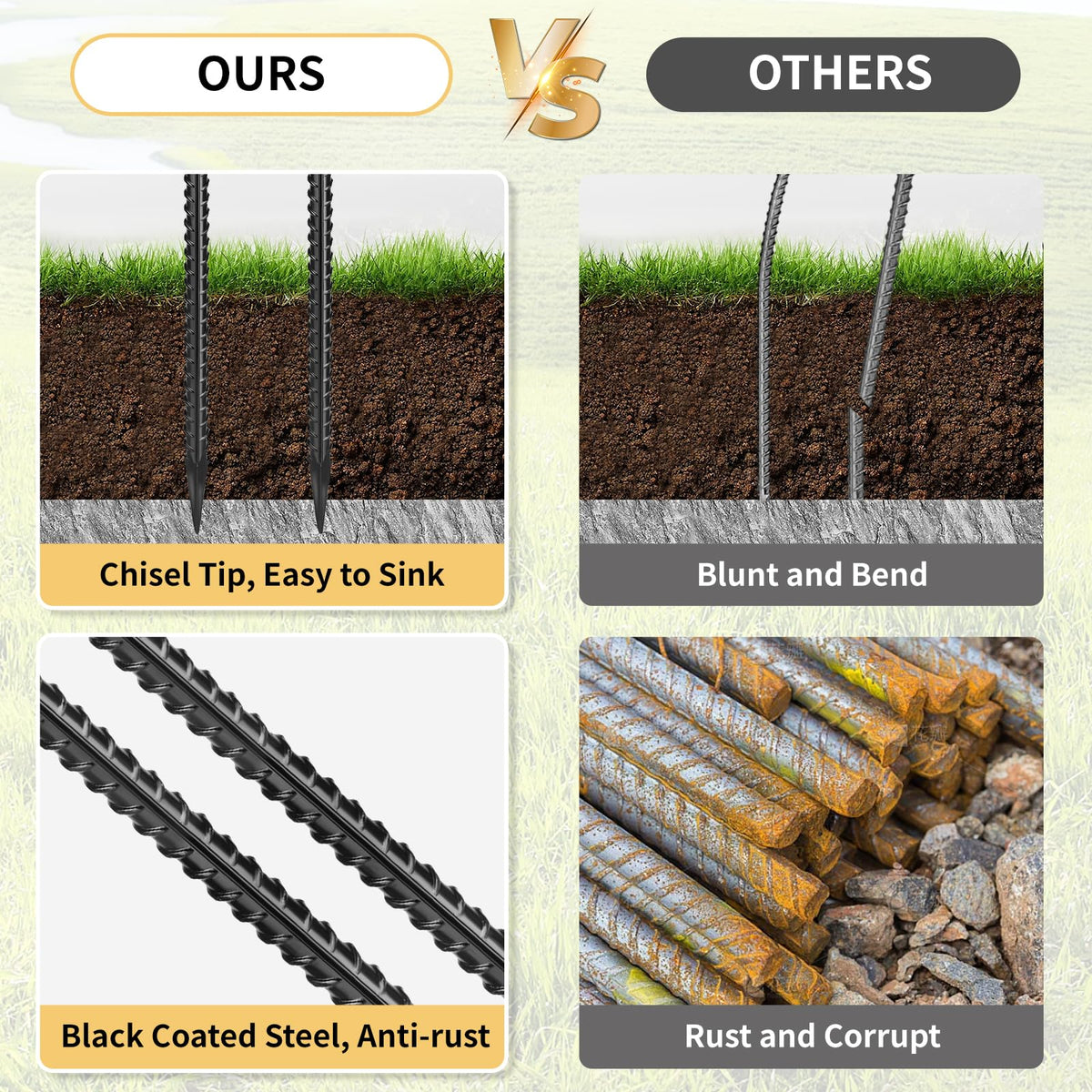 Besitu black-coated ground anchors provide durable, discrete support for outdoor projects.