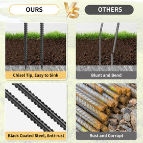 Besitu black-coated ground anchors provide durable, discrete support for outdoor projects.
