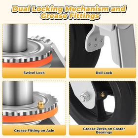 Besitu galvanized wheel body resists outdoor use on rough concrete floors
