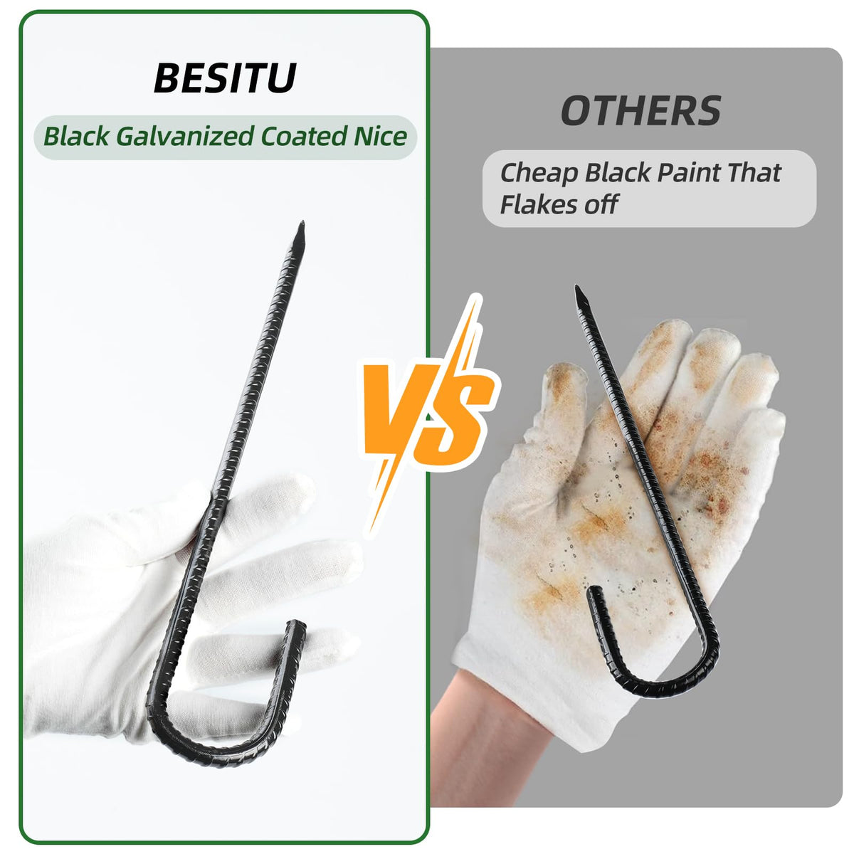 Besitu stake with sharp tips enabling quick ground penetration and setup.