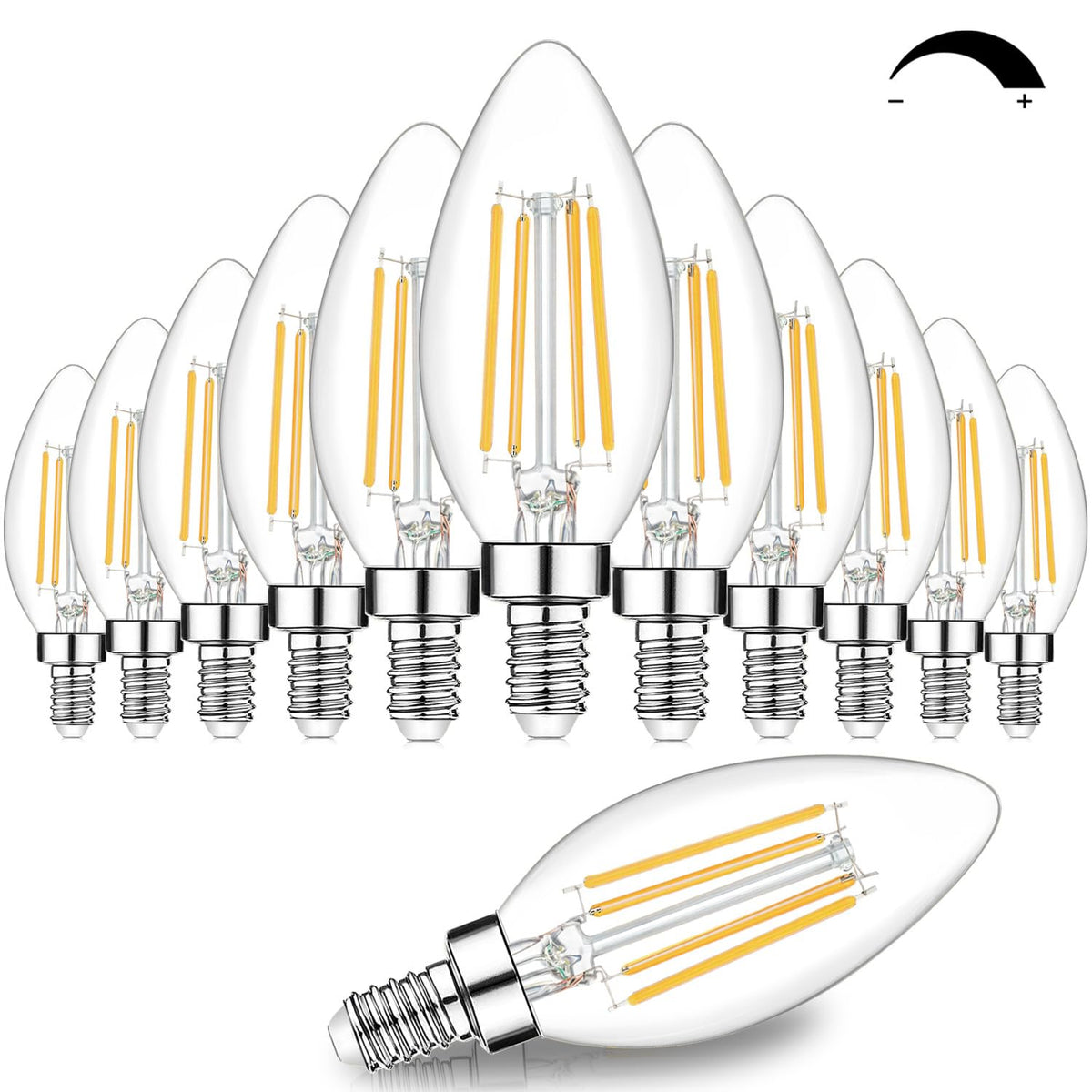 BesLowe 12-pack dimmable E12 LED candle bulbs for chandeliers, easy to install.