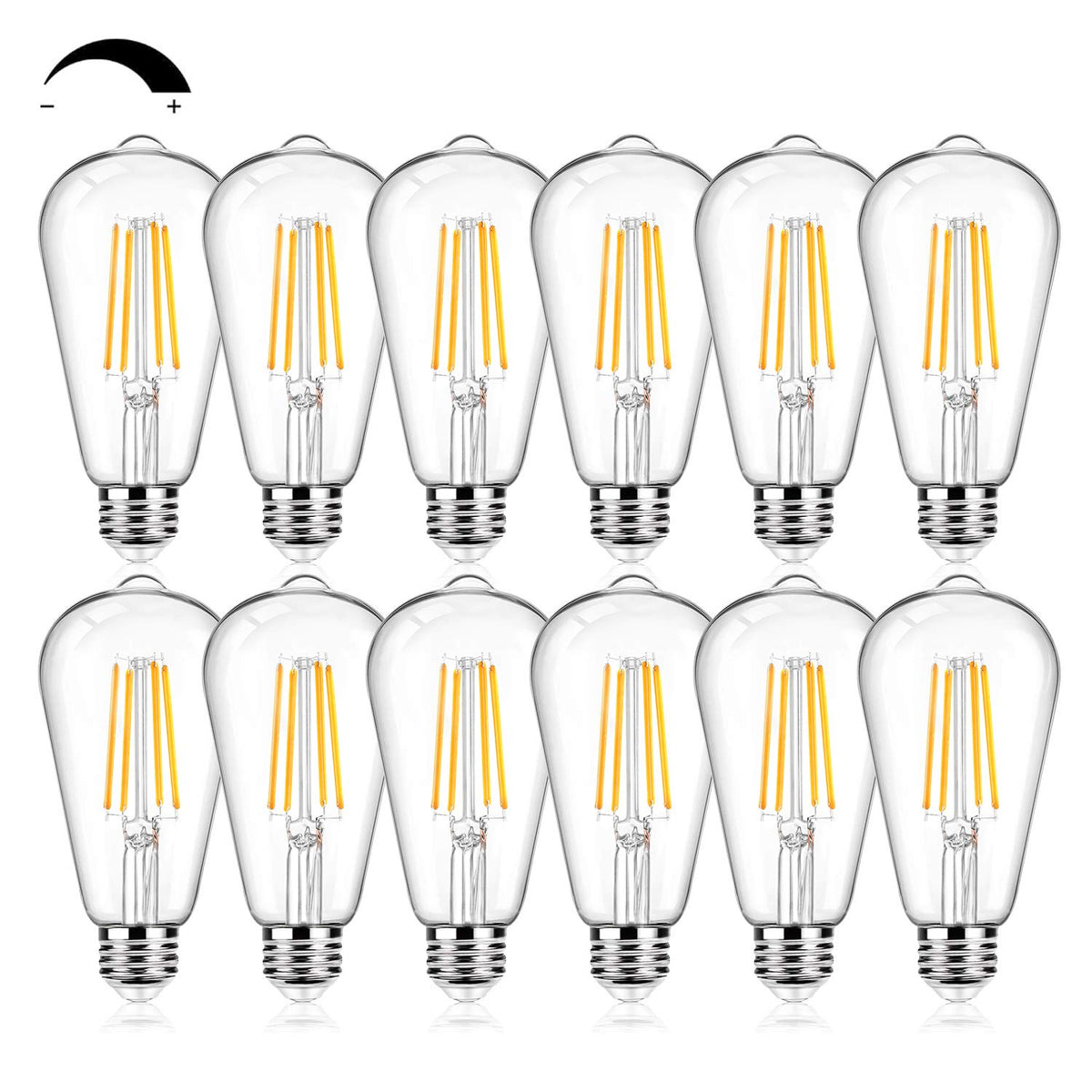BesLowe 12Packs ST64 LED Edison bulbs with clear glass for vintage ambiance.