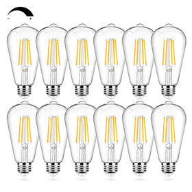 BesLowe 12Packs ST64 LED Edison bulbs with clear glass for vintage ambiance.