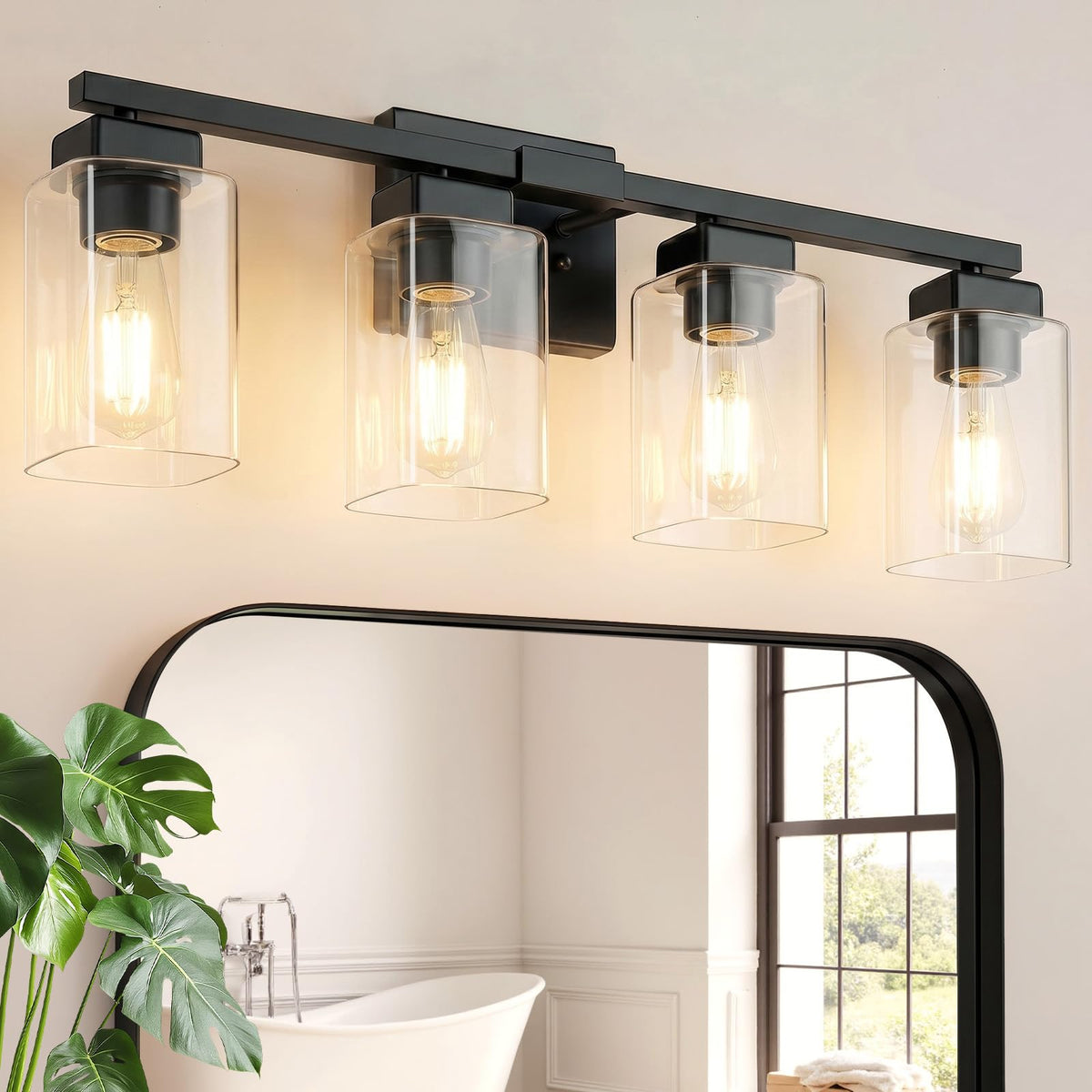 BesLowe 27-inch four-light vanity visible from the front, modern look and even glow