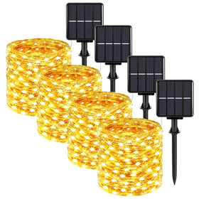 BesLowe 288ft solar fairy lights panel glows for easy outdoor ambiance.