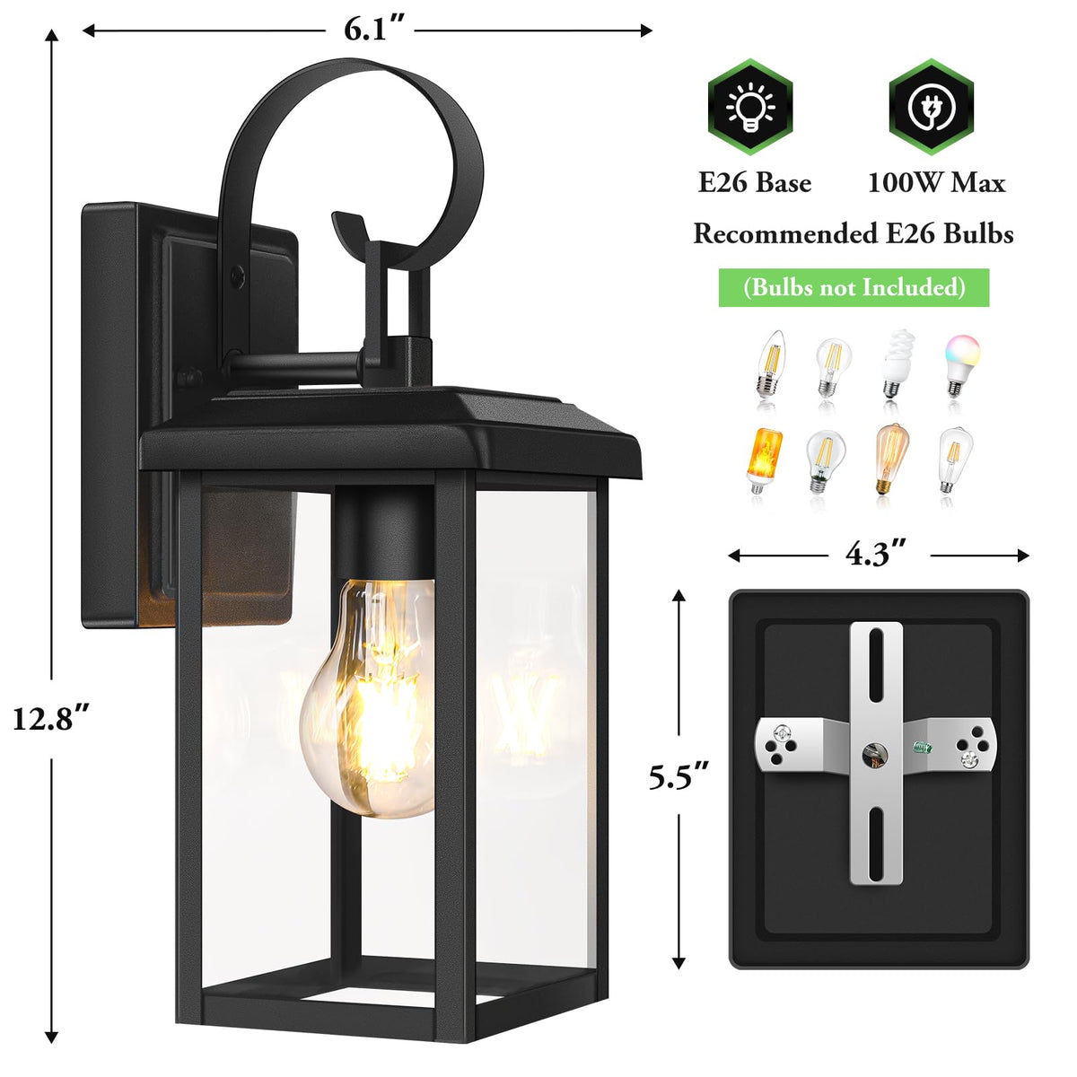 BesLowe E26-compatible black lights supporting LED or traditional bulbs