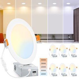 BesLowe 6-pack 6in LED recessed light with 5 color temperatures for flexible mood lighting