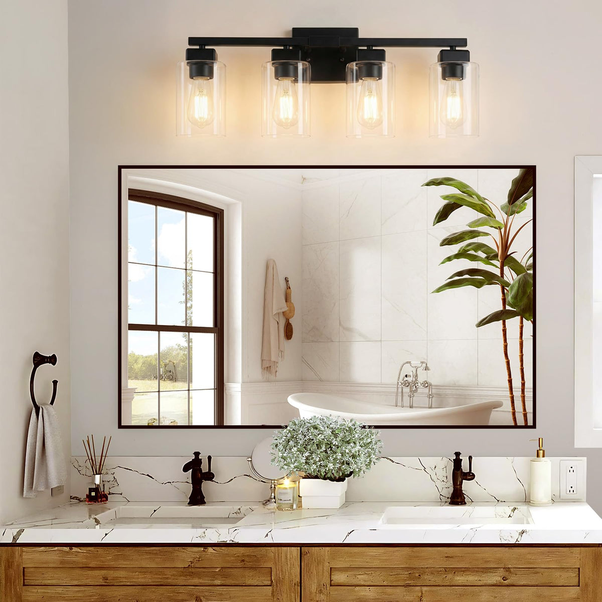 BesLowe above-mirror bathroom light, balanced vanity illumination