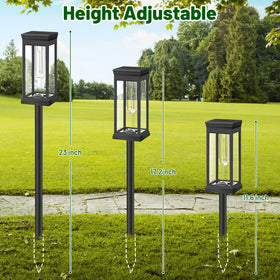 BesLowe adjustable-height pathway light positioned to span a curved walkway.