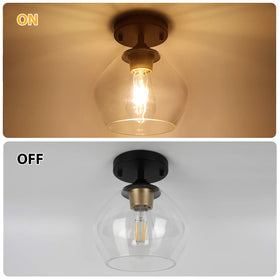 BesLowe clear glass curved shade highlights bulb glow and room ambiance